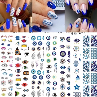 สติ๊กเกอร์แต่งเล็บ อีวิล อาย Evil Eye Nail Art Sticker Eye Series Press on Nails Stickers for Nails