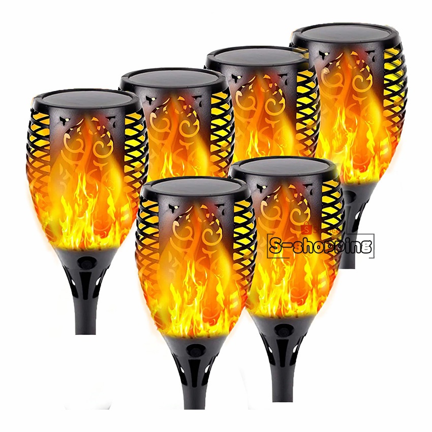 1PCS HY33 ไฟปักสนาม  Solar light 33 LED เปลวไฟ  ใช้ในสวน  *