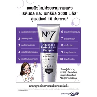 no7 retinol เรตินอล ลดริ้วรอย No7 Advanced Retinol 1.5% Complex night concentrate 30ml