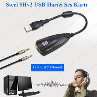 USB Sound 7.1 Steel Sound 5HV2 Sound Card (Black) #834