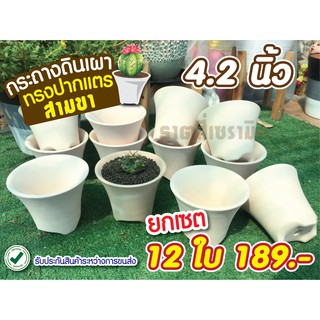 กระถางปากแตรสามขา 4.2"*3.8" ยกโหล / 12ใบ