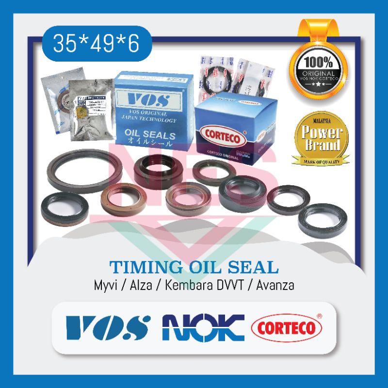NOK CORTECO / VOS Viton Timing Oil Seal Myvi / Alza / Kembara DVVT / Avanza (35*49*6)