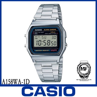 CASIO นาฬิกาข้อมือผู้ชาย สีเงิน สายสแตนเลส รุ่น A158WA-1DF