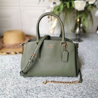 📌COACH F28977 MINI SAGE CARRYALสีเขียว 📌Size : 9 3/4" (L) x 6 3/4" (H) x 4 1/4" (W)