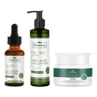 Plantnery Ultra Recover Acne Set (Tea Tree Serum+Tea Tree Cleanser+Cica Cream) เซตดูแลผิวเป็นสิว ผิวติดสาร ฟื้นฟูผิวแข็งแรงจากการเป็นสิว