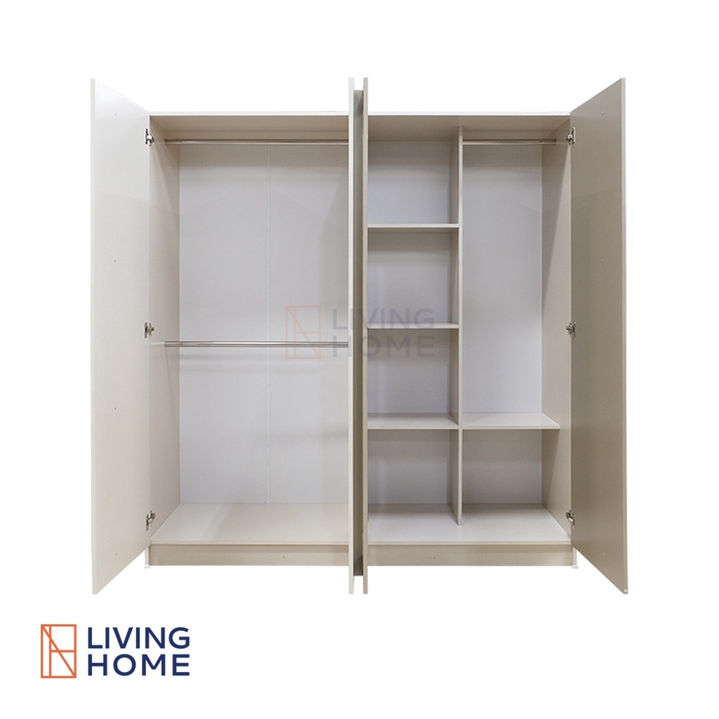 (พรี30วัน)ตู้เสื้อผ้าพร้อมชั้นโชว์ 180x52x190ซม. รุ่น วิสต้า VISTA สีครีม/แซนสโตน | Livinghome Furniture Mall. - รูปที่ 4