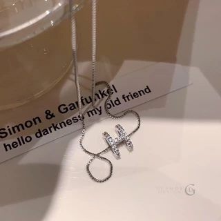 GLAMOR✨สร้อยคอเงินแท้ พร้อมจี้ฝังเพชรรูปตัว H silver925 สไตส์สาวชิคๆ สร้อยคอตัวอักษร สไตล์ใหม่