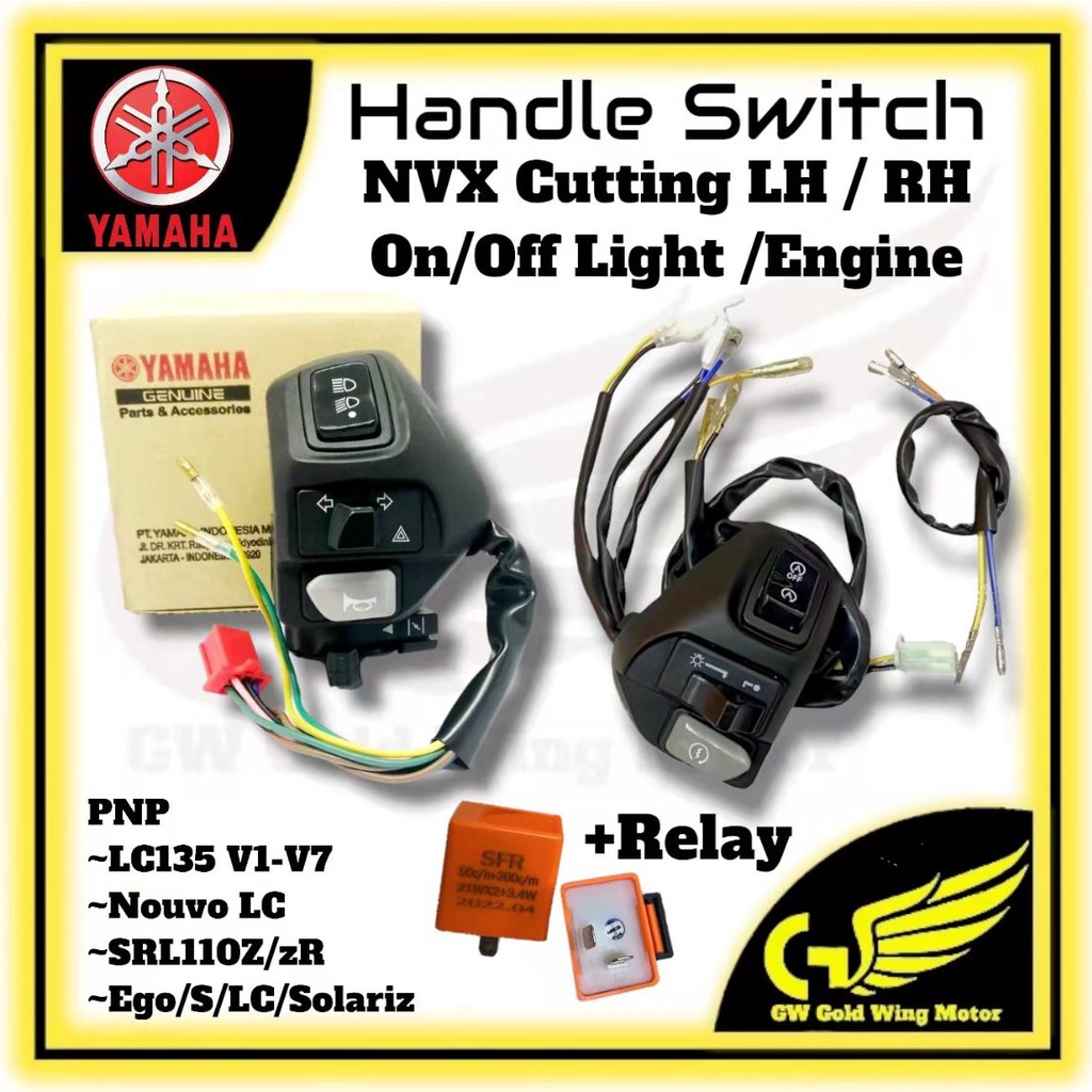 YAMAHA NVX ตัด LH RH HANDLE SWITCH ON OFF LIGHT ENGINE PNP LC135 LC4S LC5S V2 V7 SRL110 Z ZR NOUVOLC