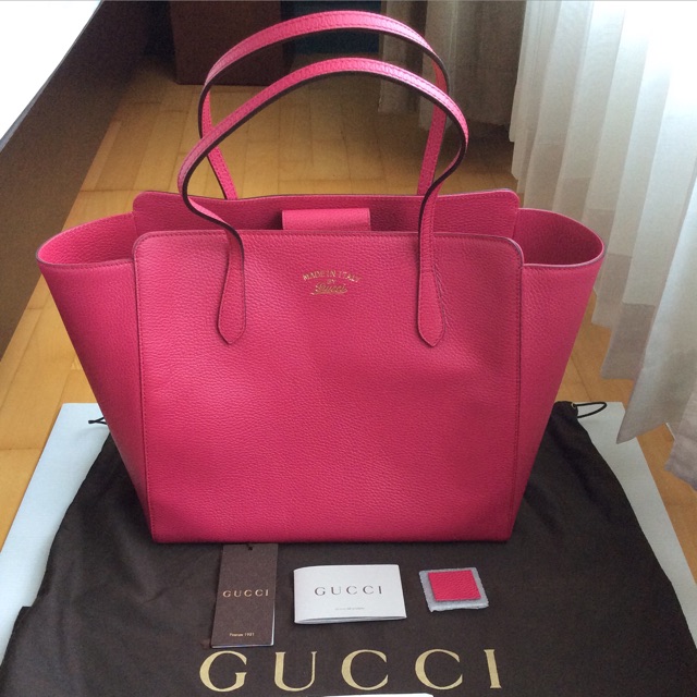 กระเป๋า Gucci swing medium leather tote มือสอง ของแท้