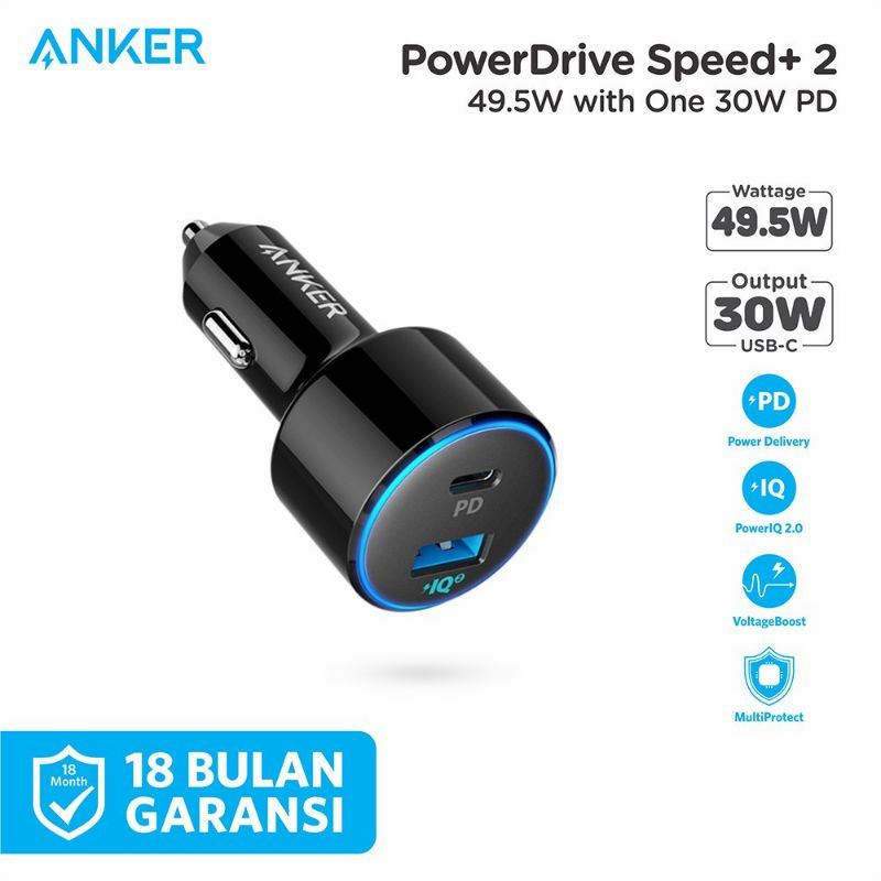 Anker Powerdrive Speed+ 2 A2229 49.5W PD Car Charger พร้อม IQ 30W USB-C