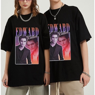 T-shirt  เสื้อยืด ผ้าฝ้าย พิมพ์ลาย Robert Pattinson Edward Cullen Manga สไตล์วินเทจ สีดํา สําหรับผู้ชาย และผู้หญิงS-5XL