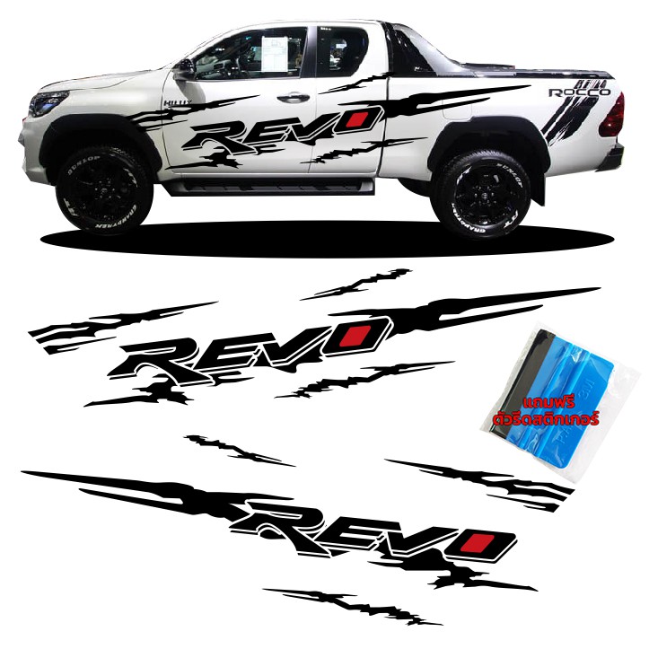 #สติกเกอร์ติดรถ #stickerข้างประตู  TOYOTA REVO สำหรับรถแคป ตรงรุ่น  ลายREVO Sportตัวหนา ติดตั้ง 2 ข้าง ซ้าย