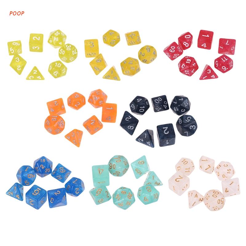 Poop D20 ลูกเต๋าอะคริลิคสองสี 20 ด้าน 7 ชิ้น