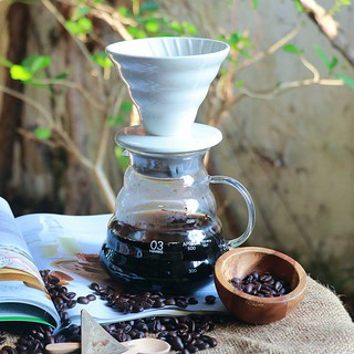 ถ้วยดริปเซรามิค ถ้วยกรองกาแฟ ทรงกรวย 1 รู  Ceramic Coffee Dripper สีขาว