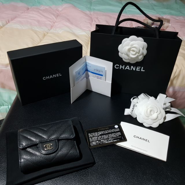 Used Chanel chevron small flap wallet (คาเวียร์) กระเป๋าสตางค์ ชาแนล มือสอง ของแท้