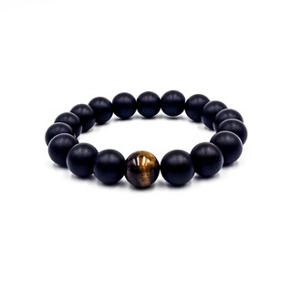 กำไลข้อมือหินแท้ Black Onyx + Tiger eye 10 มิล