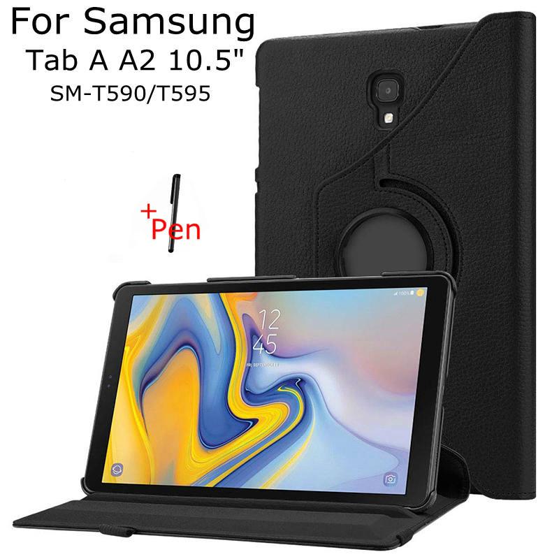 Samsung Galaxy Tab A A2 SM-T590/T595 10.5" Case 360 Degree Rotating Stand PU Leather Tablet Cover+Fr