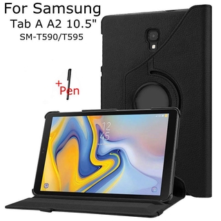 Samsung Galaxy Tab A A2 SM-T590/T595 10.5" Case 360 Degree Rotating Stand PU Leather Tablet Cover+Free Pen