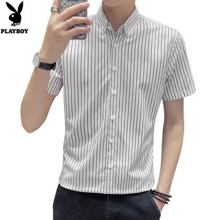 PLAYBOY New Summer Fashion Casual Versatile Iron Free Short Sleeve Shirt