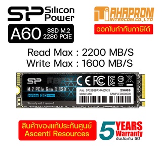 เอสเอสดี SILICON POWER A60 256GB SSD NVMe M.2 PCIe 3.0.