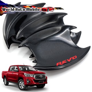 เบ้ากลม ดำเงา+โลโก้แดง "REVO" Toyota  Hilux Revo Rocco ปี 2015-2018