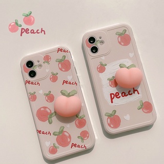 เคสซิลิโคนนิ่ม ลายพีช 3D สําหรับ iPhone 15 Pro Max 15 Plus 14Pro 14ProMax 11 12 13 Pro Max mini X XS Max XR 7 8 Plus SE