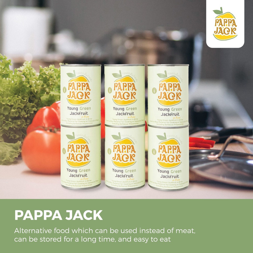 ขนุนอ่อน ตรา PAPPA JACK (Young Jackfruit in brine) แพ็คละ 6 กระป๋อง (Pack of 6)