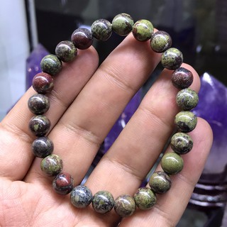 กำไรข้อมือหินแท้ กำไรหิน Blood stone jasper ขนาด 8 มิล