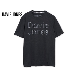 เสื้อยืดผ้าฝ้ายพิมพ์ลายราคาต่ำสุดDAVIE JONES เสื้อยืดพิมพ์ลาย สีเทา Graphic Print T-Shirt in grey TB0247CDขนาดเต็มS-3XL