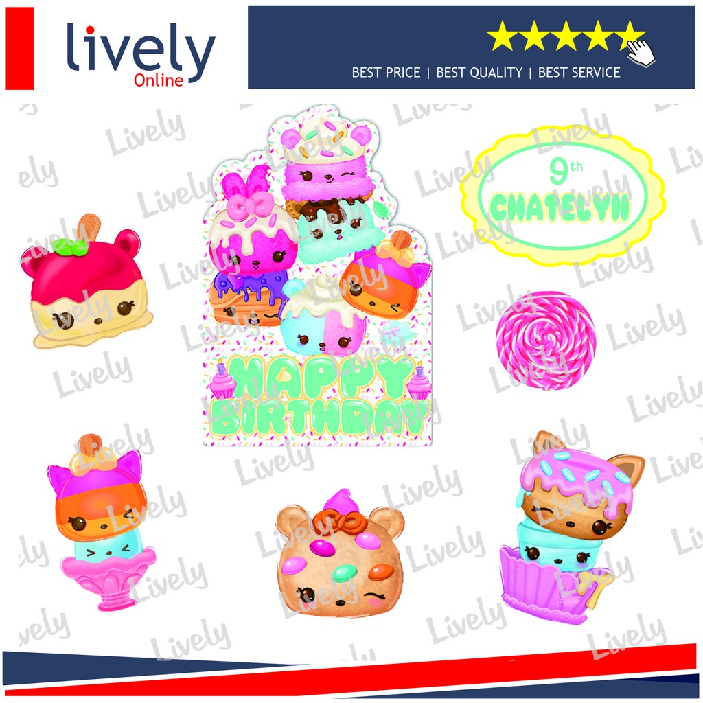 เค้กที่กําหนดเอง TOPPER CHARACTER เค้ก DECORTATIONS HAPPY BIRTHDAY NUM NOMS ชุด