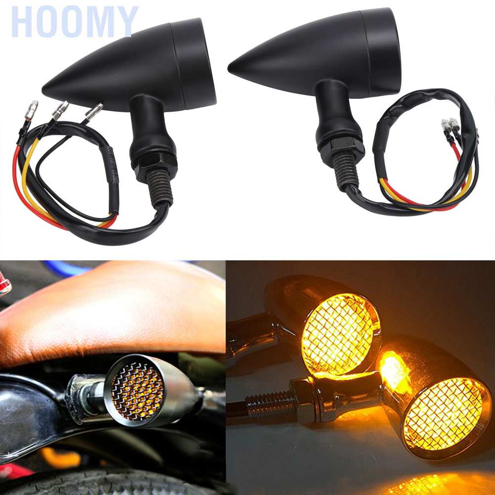 คุณภาพสูง Hoomy ไฟเลี้ยวอลูมิเนียมสีเหลืองอําพันสําหรับรถจักรยานยนต์ 12 V 10 มม. 2 ชิ้น ไฟเลี้ยว สีเหลืองอําพัน led และไฟสัญญาณสีแดง สำหรับรถจักรยานยนต์ รถจักรยาน
