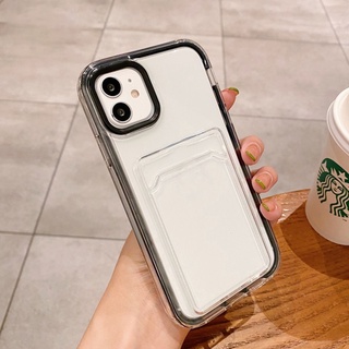 เคสโทรศัพท์มือถือแบบใส กันกระแทก พร้อมช่องใส่บัตร หรูหรา สีแคนดี้ 3 in 1 สําหรับ iPhone 14 11 12 13 Pro Max XR XS Max X 7 8 6s 6 Plus 14Plus SE