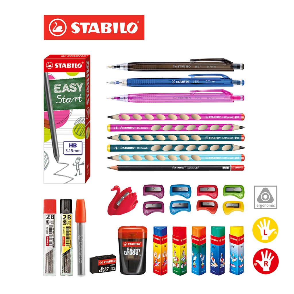 STABILO EASYgraph 2B แท้จากเยอรมนี ดินสอสำหรับเด็ก หัดเขียน ถนัดซ้าย ถนัดขวา