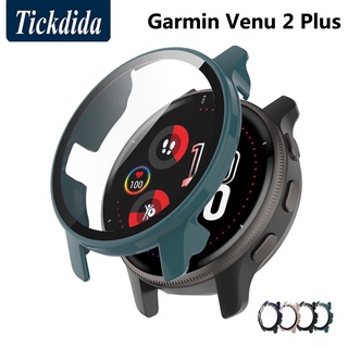 2-in-1 กระจกนิรภัย + เคส สําหรับ Garmin Venu 2 Plus ฝาครอบป้องกันหน้าจอ สําหรับ Garmin Venu2