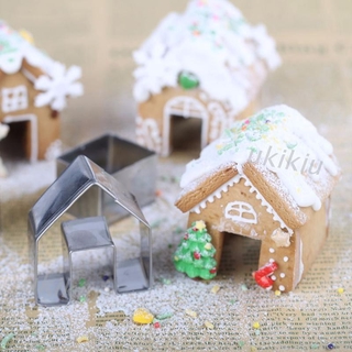 3 X แม่พิมพ์สแตนเลสดีไซน์บ้านคริสต์มาส Gingerbread House