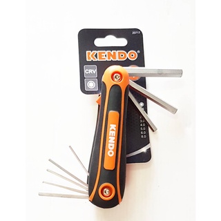 KENDO ตลับกุญแจหกเหลี่ยม 8 ตัวชุด ขนาด 1.5-8 มม. รุ่น 20717 ( 8 pc. Folding Hex Key Set ) / ประแจแอล / ประแจหกเหลี่ยม