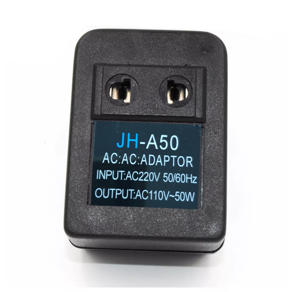 ⚡่JH-A50 หม้อแปลงไฟ220V เป็น 110 V 50W/AC ADAPTOR input AC220V 50/60Hz Output AC110V-50W