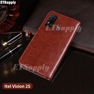 Ets เคสหนังวัว แบบฝาพับ พร้อมช่องใส่บัตร สําหรับ Itel Vision 2 2S Plus Itel Vision 2 3