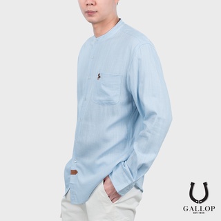 GALLOP : เสื้อเชิ้ตคอจีนแขนยาว ผ้าลินิน (Long Sleeve Round-Neck Chinese Style) รุ่น GWP9004