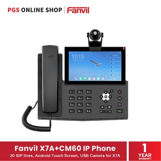 Fanvil X7A+CM60 IP Phone (โทรศัพท์สำนักงาน) 20 SIP lines, Android Touch Screen, USB Camera for X7A