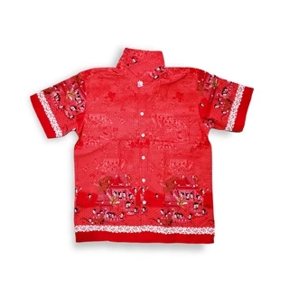 เสื้อเชิ้ต(ผู้ใหญ่)เสื้อลายการละเล่นไทย เสื้อบาติก คอปก ลายเด็กไทย เนื้อผ้าเกรดพรีเมี่ยม
