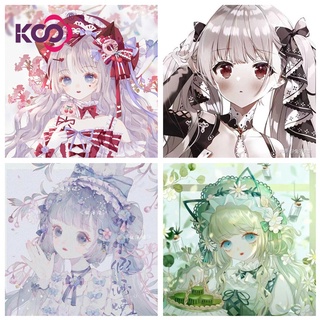 Ks DIY 5D ภาพจิตรกรรมปักครอสติสลาย Lovely Comic Girl Flower ติดประดับเพชรสําหรับติดตกแต่งผนังบ้าน