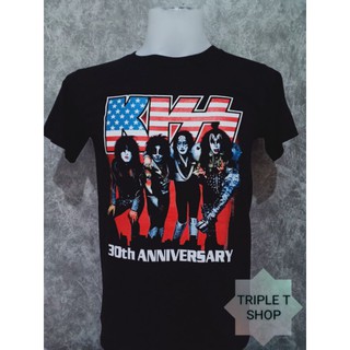 เสื้อยืดคอกลม สกรีนลาย KISS (รหัส 52)