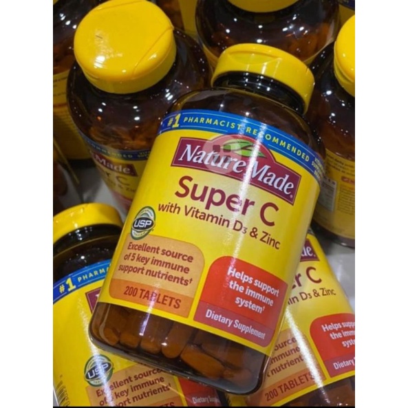 💚แท้💯 พร้อมส่ง💚Nature Made Super C ที่มาพร้อมกับ VitaminC &amp; Zinc  มี200เม็ด
