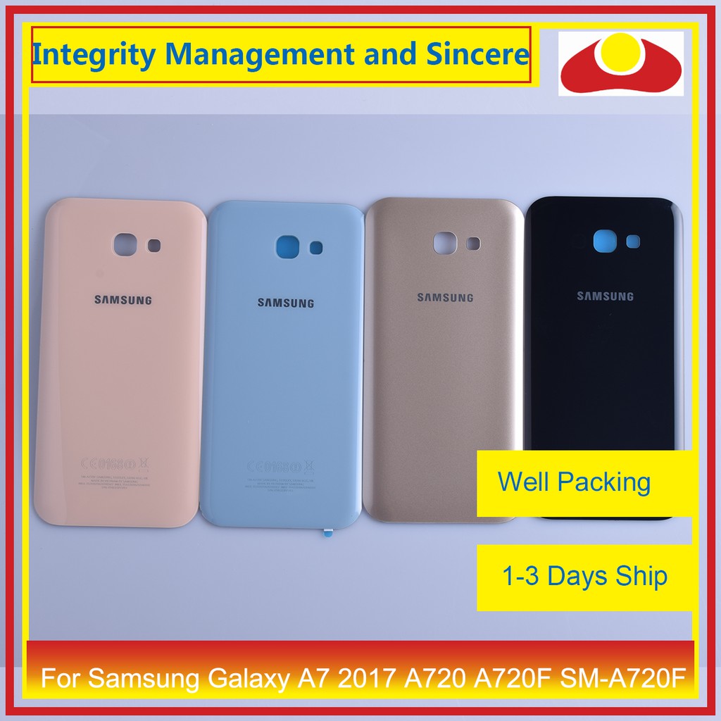 สําหรับ Samsung Galaxy A7 2017 A720 A720F SM-A720F แบตเตอรี่ด้านหลังด้านหลังฝาครอบกรณีแชสซีเปลี่ยน