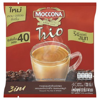 🔥แนะนำ!! มอคโคน่า ทรีโอ ริชแอนด์สมูท 3อิน1 กาแฟปรุงสำเร็จชนิดผง 18กรัม x 40 ซอง Moccona Trio Rich and Smooth 3 in 1 Inst