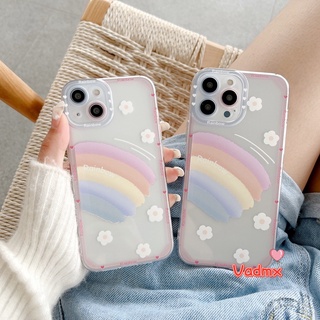 เคสโทรศัพท์มือถือแบบนิ่ม ใส กันรอยกล้อง ลายดอกไม้ สีรุ้ง สําหรับ Vivo V21E 4G V21E 5G V21 4G 21 5G Y73 4G