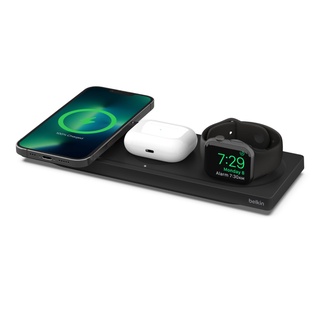 Belkin WIZ016 แท่นชาร์จไร้สาย 3-in-1 เทคโนโลยี MagSafe รองรับไอโฟน 12/13/ไอโฟน 14 ชาร์จ Apple Watch 7 เร็วขึ้น 33%