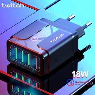 ที่ชาร์จโทรศัพท์มือถือ Twitch 18W 4 Usb Charger 3A 3.0 สําหรับ Samsung