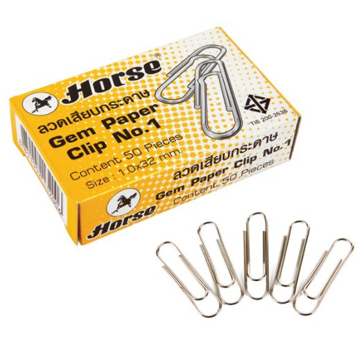 (1กล่อง) Horse ตราม้า ลวดเสียบกระดาษ  No.1 ขนาด 32 มม. บรรจุ 50ตัว